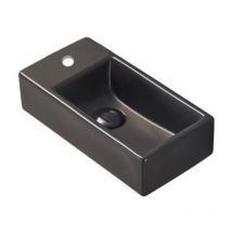 Brevis Wandhandwaschbecken mit Hahnloch links, 40,5x20,5x10,5cm, schwarz (SATBRE4020SLBKM) - Swiss Aqua Technologies