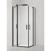 Fusion 90x80cm porta d'accesso angolare anticalcare per doccia con profilo nero opaco (SATFUDP9080C) - Swiss Aqua Technologies