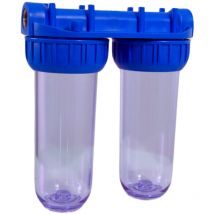 Swiss Aqua Technologies - Filtro transparente doble con conexión de latón de 1/2', tratamiento del agua dos veces más eficaz (SATHF12D)