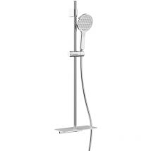 Swiss Aqua Technologies - Ensemble de douche avec douchette 3 jets, Barre 93.8cm, Etagère en verre trempé, Chrome/Blanc (SATSSP31)