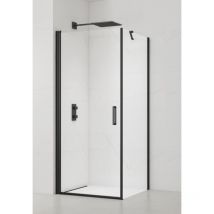 Swiss Aqua Technologies - Fusion Drehtür/Wand-Set 90x90cm Antikalk mit mattschwarzen Profilen (SATFUD90S90C)