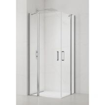 Swiss Aqua Technologies - Fusion Eck-Duschtüren Akzente schwenkbar 80x80cm Antikalk mit Profilen glänzend verchromt (SATFUDP8080)