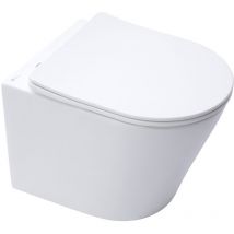 Swiss Aqua Technologies - Swiss Aqua Technologie Infinitio Wand-WC ohne Spülrand mit unsichtbarer Befestigung + WC-Deckel mit Fallbremse