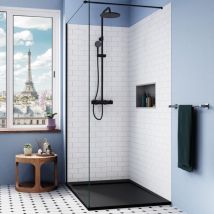 Ceramia - Piatto doccia Alda 120x90 cm in pietra sintetica resistente, nero opaco (ALD15-12090N)