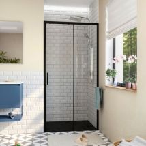 Tex bb 100x195cm Mampara de ducha corredera antical con perfiles negro mate (TEXDBB100CT-SET) - Swiss Aqua Technologies