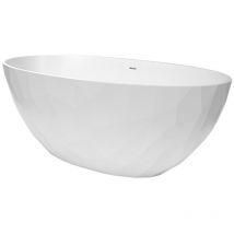 Swiss Aqua Technologies Meda Baignoire ilot autoportante 167x82,3 cm en marbre coulé 309L, sans pieds, blanc (SATME1670):