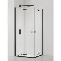 Swiss Aqua Technologies - sat sk Mampara de ducha angular plegable 80x80cm antical con perfiles negro mate (SATSK8080C)