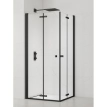Sat sk Mampara de ducha de esquina con puerta plegable 90x100cm antical con perfiles negro mate (SATSK90100C) - Swiss Aqua Technologies