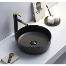 Swiss Aqua Technologies - Set 39x39x12cm lavabo freestanding senza troppopieno + scolapiatti Infinitio nero opaco SetSATINF-nero