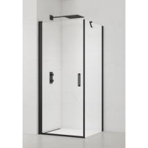 Fusion ensemble porte pivotante /paroi 100x80cm anticalcaire avec profilés noir mat (SATFUD100S80C) - Swiss Aqua Technologies