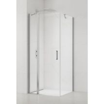 Fusion ensemble porte pivotante /paroi 100x90cm anticalcaire avec profilés chrome brillant (SATFUDP100S90) - Swiss Aqua Technologies