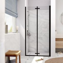 Sk Porte de douche 100x196cm pliante anticalcaire avec profilé noir mat (SATSK100NIKAC) - Swiss Aqua Technologies