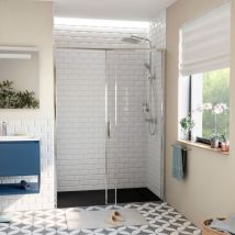 Swiss Aqua Technologies TEX BB Porta doccia scorrevole anticalcare per doccia 140x195cm con profili cromati lucidi (TEXDBB140CRT-SET)