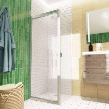 Tex-c Conjunto mampara de ducha ahorra espacio/panel de cristal antical de 100x80cm con perfiles cromados brillantes (SATTEXC100 - Swiss Aqua