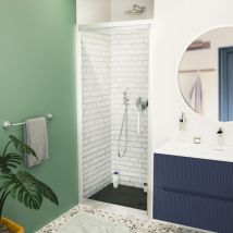 Tex-c Duschtür 90x195cm platzsparende Öffnung mit Antikalk-System und Profilen in glänzendem Chrom (SATTEXC90CRT) - Swiss Aqua Technologies