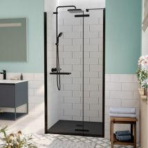 Swiss Aqua Technologies - tgd new Duschtür 100x200cm schwenkbar Antikalk mit mattschwarzem Profil (SATTGDN100NIKAC)