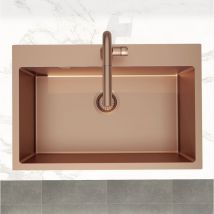Swiss Aqua Technologies - Aurum Küchen-einbauspüle Edelstahl 304, 1 Becken, 68x45x21 Cm, Kupfer Gebürstet Pvd