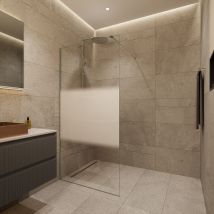 Walk-in 100x200cm, Halbpoliertes Glas Crystal Glass 8 mm Antikalk, mit Armen und Profilen in Glanzchrom (SATBWI100MPPR) - Swiss Aqua Technologies