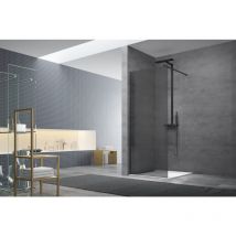 Walk-in Set Mampara 77x200cm fija cristal ahumado + Brazo de montaje + Perfil, Negro (WI80KS-SET) - Swiss Aqua Technologies