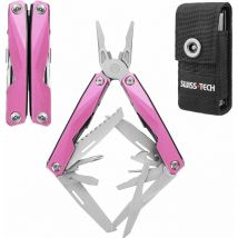 Swisstech - Swiss+Tech Pince Multifonction en Acier Inoxydable 16 en 1 avec Structure Autoverrouillée, Couteau Multifonction avec Etui Pince Scie