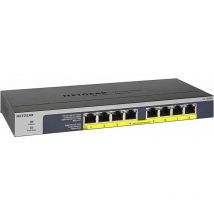 Netgear - GS108PP - Non-géré - Gigabit Ethernet (10/100/1000) - Full duplex - Connexion Ethernet - supportant l'alimentation via ce port (PoE)