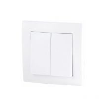 Switch Double 10A 250V Recessed Terminales Screw White- Con Frame y mecanismo (H1-C210M)