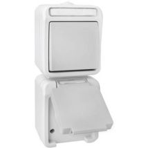 Interruttore Presa Combinato Pera Nova – 16A – IP54 – Grigio Chiaro/Dark – 230V/AC