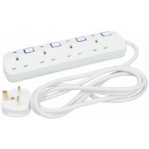 Powermaster - Switched Extension Lead with Neon Indicator 230V - 4-Gang 2m
