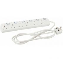 Powermaster - Switched Extension Lead with Neon Indicator 230V - 6-Gang 2m