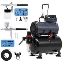 Switzer Double Action Airbrush Kit + Compressor With Tank AS186 Paint Nail Tatoo