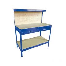 Switzer - Steel Garage Workbench Toolbox Storage With Drawers Pegboard and 20 Pegs Shelf diy Workshop Station Blue