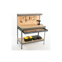 SwitZer Steel Garage Workbench Toolbox Storage With Drawers Pegboard and 20 Pegs Shelf DIY Workshop Station Grey