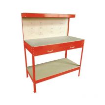 KMS - SwitZer Steel Garage Workbench Toolbox Storage With Drawers Pegboard and 20 Pegs Shelf diy Workshop Station Red