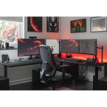 Syberdesk - Bureau d'angle de jeu V2 led, 197 x 132 cm, table de jeu rgb en forme de l, hub usb, gestion des câbles, bureau d'ordinateur en forme de