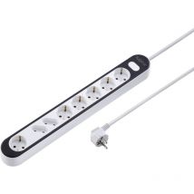 Sygonix - SY-4538274 Multipresa con interruttore 8 scomparti Bianco, Nero Schuko 1 pz.