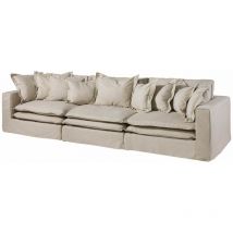 Massivmoebel24 - sylt Divano 3 posti - stoffa / beige 341x117x90