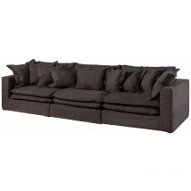 Massivmoebel24 - sylt Divano 3 posti - stoffa / verde scuro 341x117x90 - grigio scuro