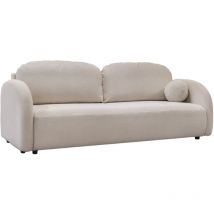 Mobilier Deco - syna - Canapé 3 places convertible en tissu bouclette beige