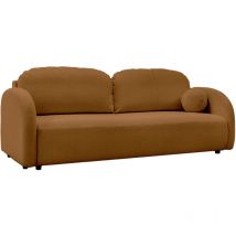 Mobilier Deco - syna - Canapé 3 places convertible en tissu bouclette orange