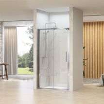 Synergy Designer Single Sliding Door Chrome Shower Door 800 x 1200mm, Tray & Waste Set Slider