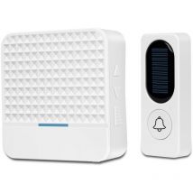 Shmshng - Système d'alarme de sonnette sans fil solaire étanche, portée de 300 mètres, 52 anneaux avec lumière led