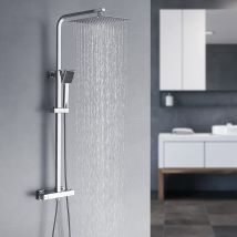Système de douche avec thermostat, WasserHoy Set de douche à effet pluie sans percer Set de robinetterie de douche avec pomme de douche 2525cm avec