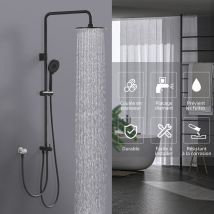 Ohpa - Columna de Ducha Sistema de Ducha Separado Negro, con Cabezal de Ducha y Ducha de Mano, Ducha de Mano con 4 Funciones, Barra de Ducha