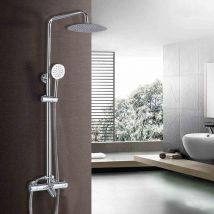 Gojoy - Système de douche thermostatique, robinet de douche avec verrouillage de sécurité à 38 °c, pommeau de douche et pommeau de douche en acier