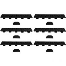 Système de drainage de tranchée à verrouillage, canal anti-fuite avec grilles, pour jardins, fermes, terrasse, 6 ensembles - Eosnow