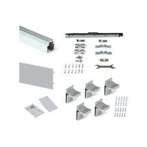 Emuca - Kit de Railway Système coulissantes pour portes coulissantes en bois avec fermeture souple, 80kg, Aluminium, Anodisé mat - talla