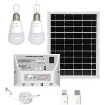 Système d'éclairage solaire extérieur 1W+2W Bulb Rechargeable Mobile Phone Waterproof Outdoor Garden Light Camping Light White