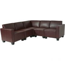 Modular Sofa-System Ensemble de canapés Lyon 5, similicuir, rouge-brun
