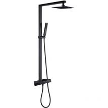 Colonne de douche combinée thermostatique acier inoxydable + pommeau 40x40cm - 112,5x50cm - NT6705Noir, Noir 40x40cm - Bernstein