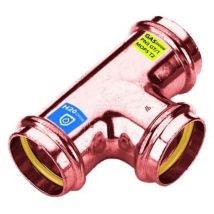Frabo – Raccordo in rame a pressare FFF per acqua e gas – Diametro 15 mm – Profilo di pressatura a V – Anello HNBR giallo